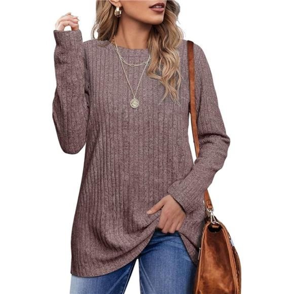 Long Sleeve Shirts for Women Lightweight Crew Neck Tunic Tops - Picture 1 of 5